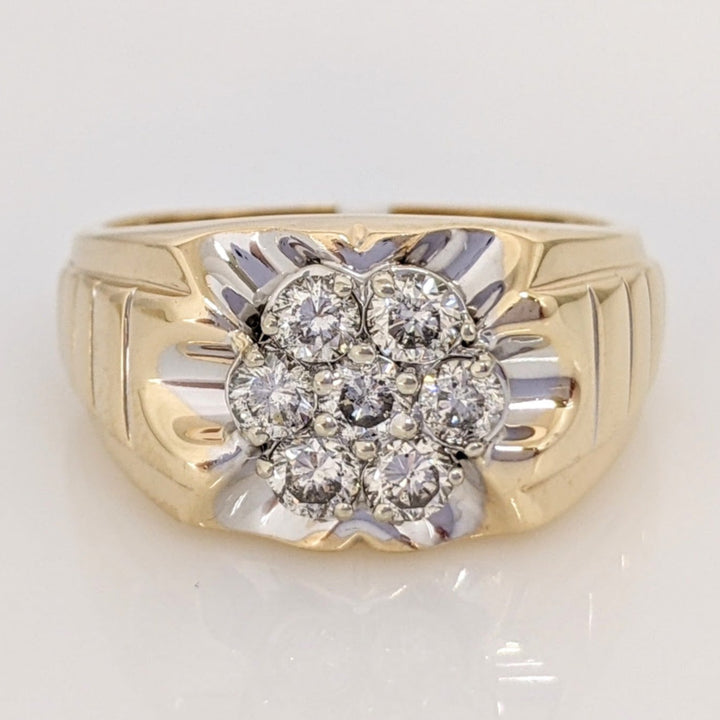 10K .70 CARAT TOTAL WEIGHT SI2 I DIAMOND ROUND (7) CLUSTER ESTATE RING 10.7 GRAMS