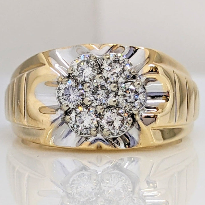 10K .70 CARAT TOTAL WEIGHT SI2 I DIAMOND ROUND (7) CLUSTER ESTATE RING 10.7 GRAMS