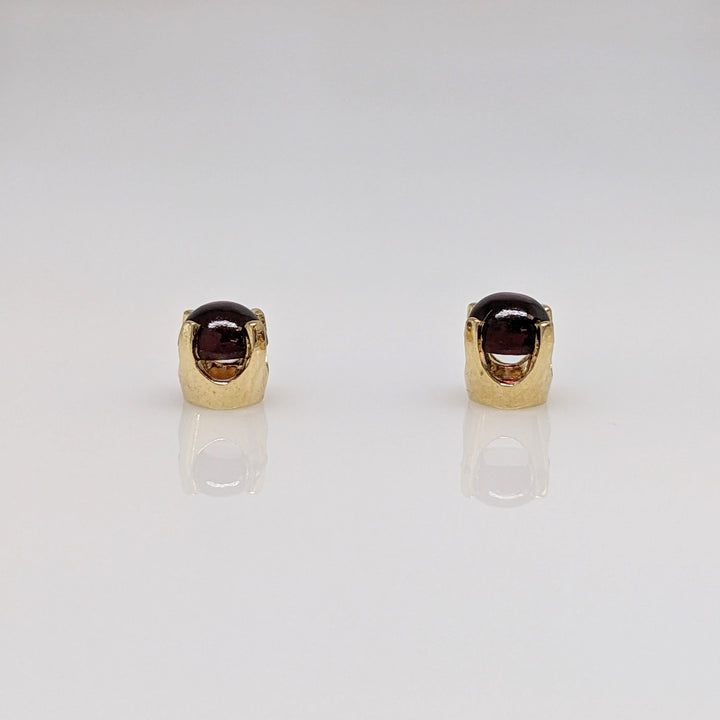 14K TOURMALINE ROUND 4MM CABOCHON STUD EARRINGS 0.8 GRAMS
