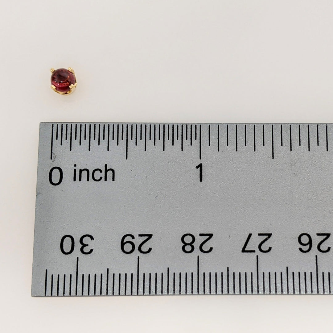 14K TOURMALINE ROUND 4MM CABOCHON STUD EARRINGS 0.8 GRAMS
