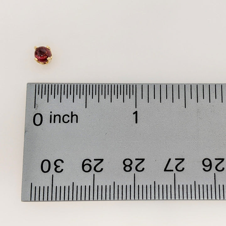 14K TOURMALINE ROUND 4MM CABOCHON STUD EARRINGS 0.8 GRAMS