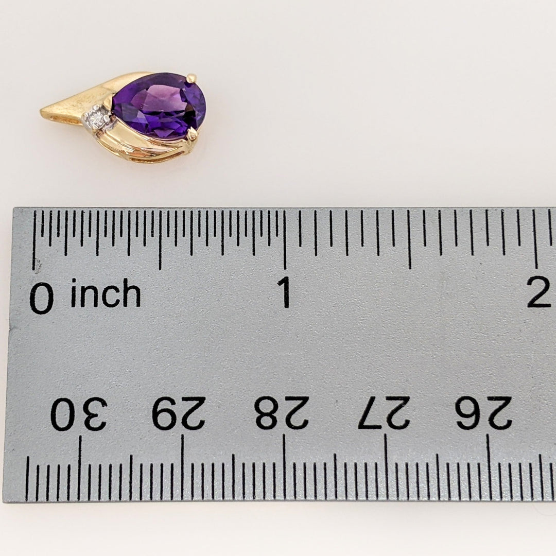 14K AMETHYST PEAR 7X10 WITH MELEE ESTATE EARRINGS 3.7 GRAMS