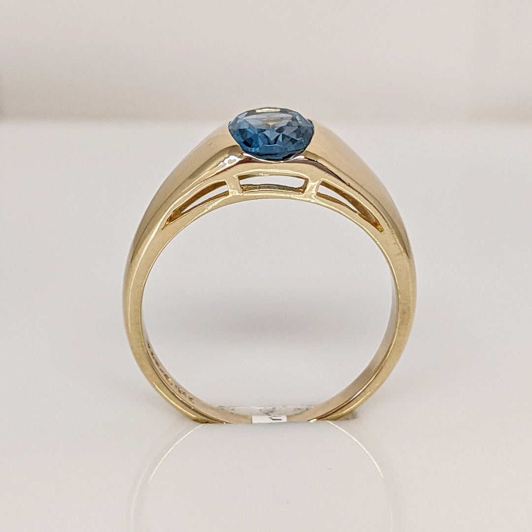 14K BLUE TOPAZ OVAL 5X8 HALF- BEZEL ESTATE RING 2.0 GRAMS