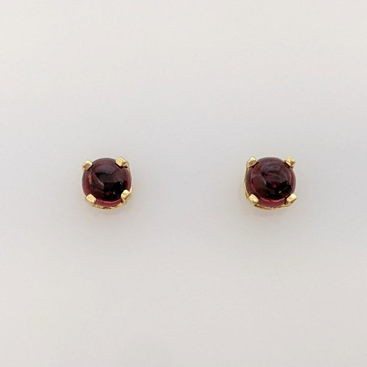 14K TOURMALINE ROUND 4MM CABOCHON STUD EARRINGS 0.8 GRAMS