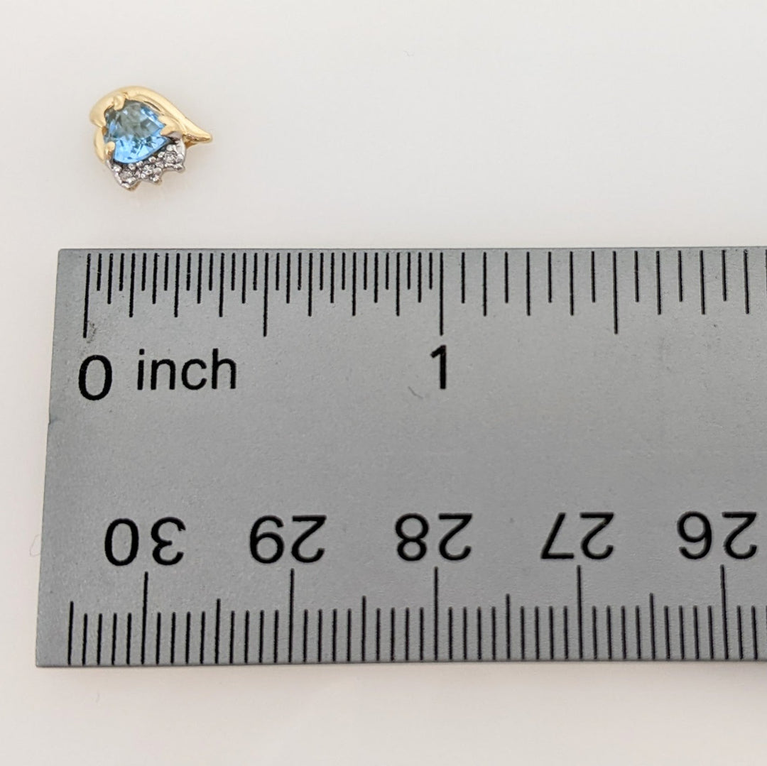 14K BLUE TOPAZ HEART 5MM WITH MELEE ESTATE EARRINGS 1.6 GRAMS