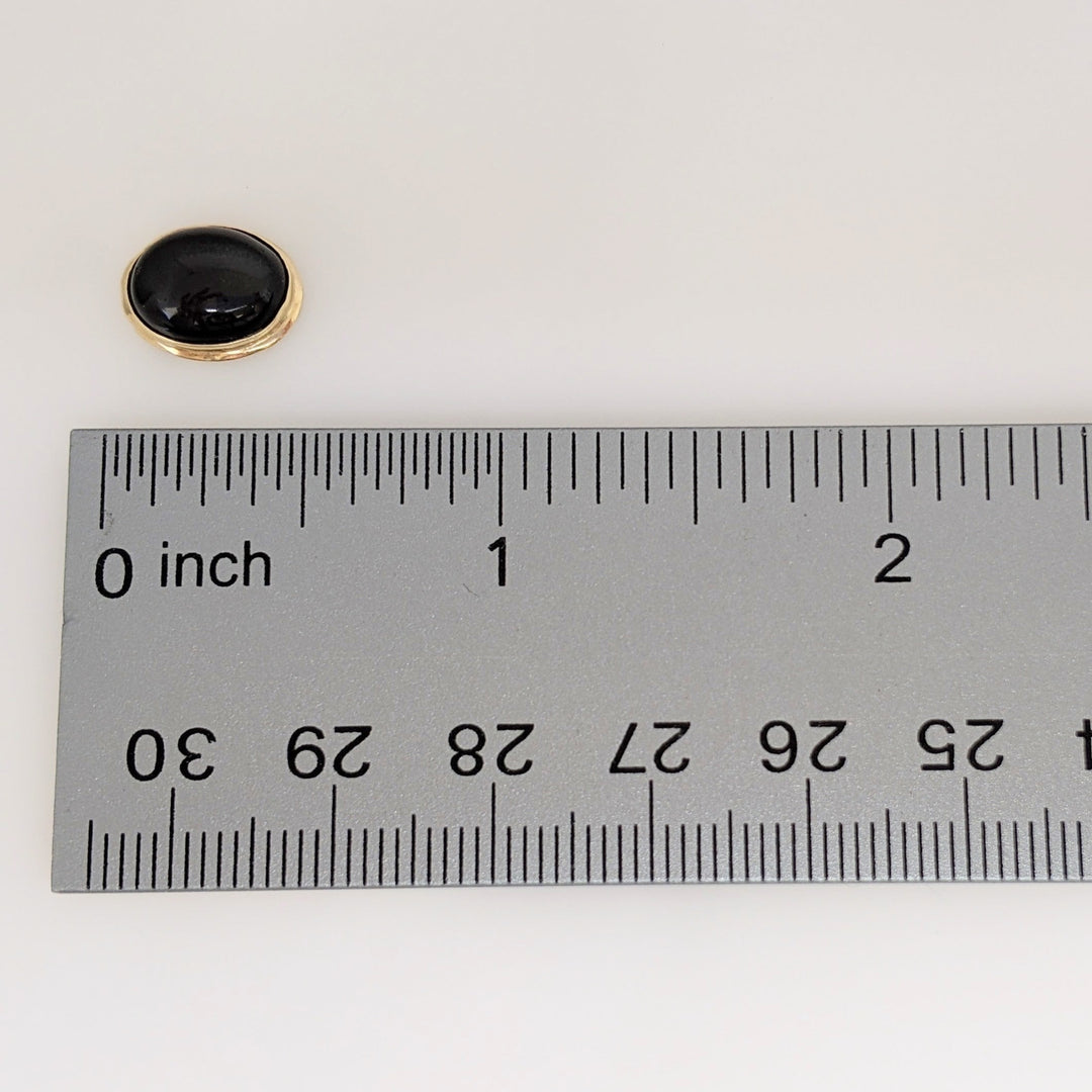14K ONYX OVAL 8X10 GOLD TRIM STUD ESTATE EARRINGS 1.5 GRAMS