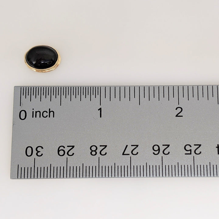 14K ONYX OVAL 8X10 GOLD TRIM STUD ESTATE EARRINGS 1.5 GRAMS