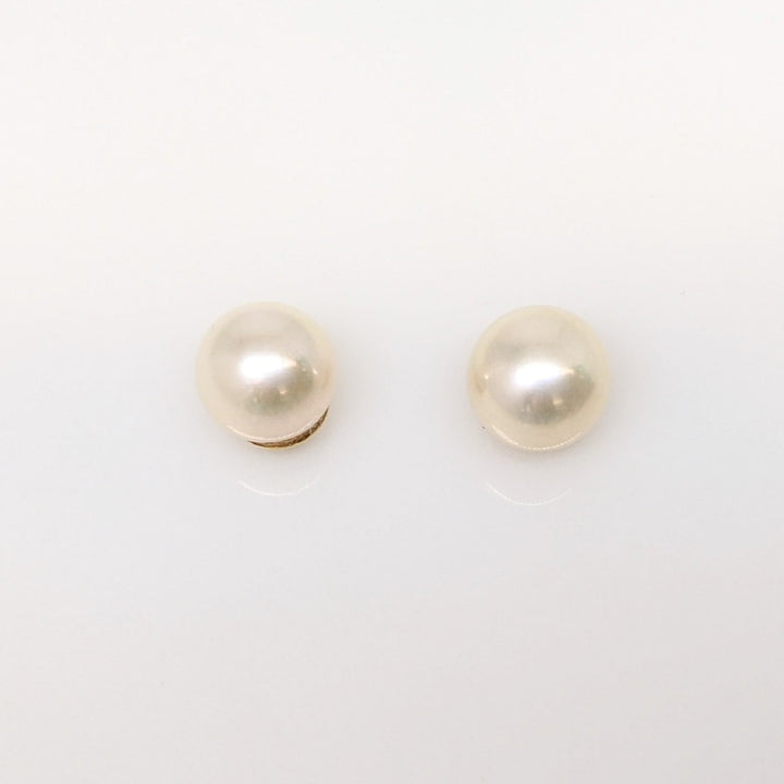 14K PEARL ROUND 7.5MM ESTATE STUD EARRINGS 1.6 GRAMS