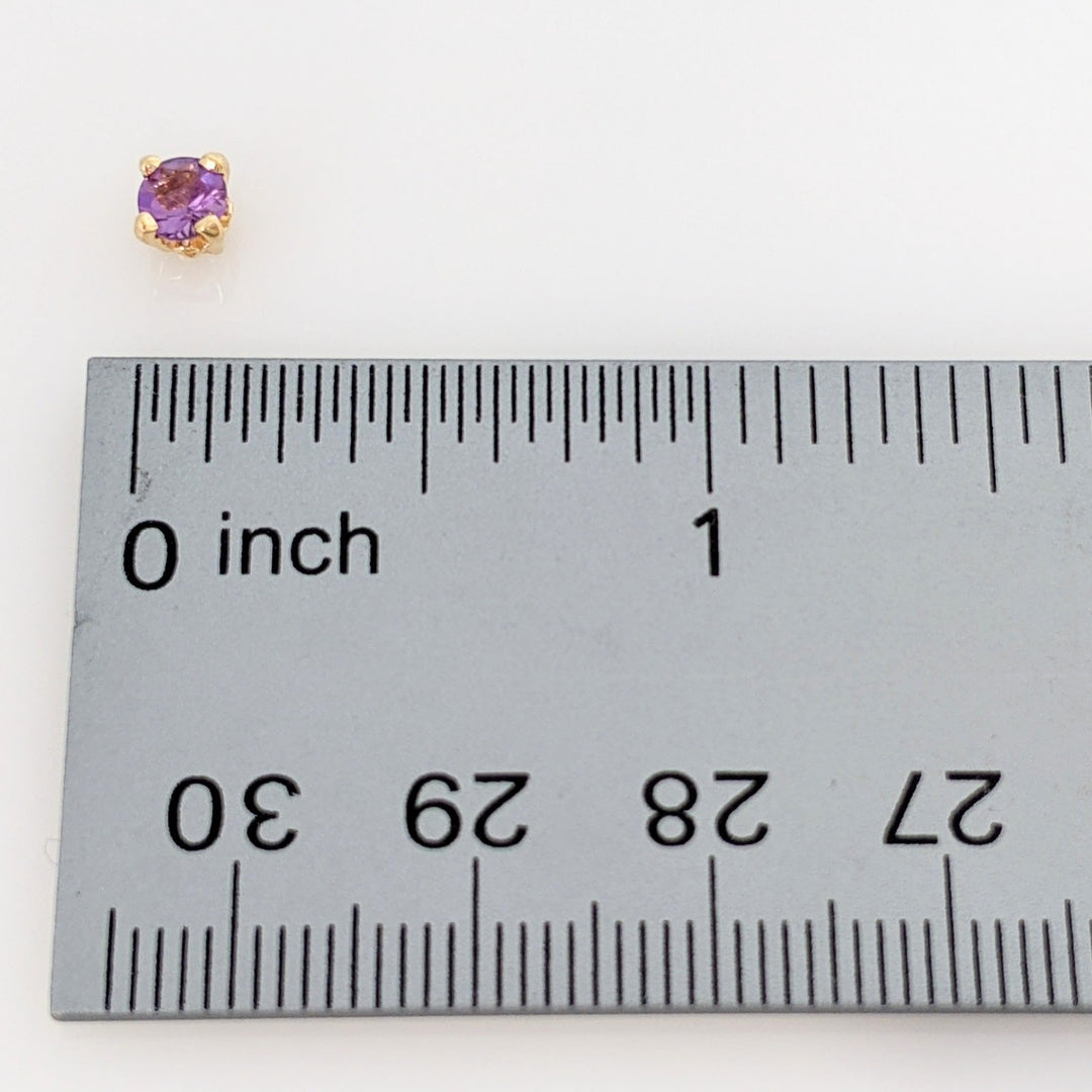 14K AMETHYST ROUND 4MM ESTATE STUD EARRINGS 0.7 GRAMS