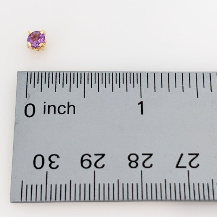 14K AMETHYST ROUND 4MM ESTATE STUD EARRINGS 0.7 GRAMS