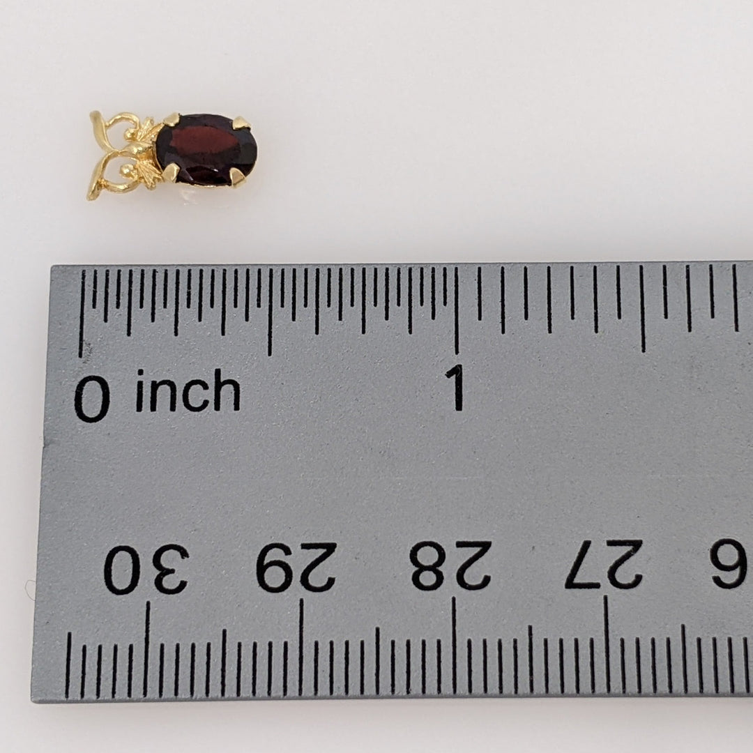 14K GARNET OVAL 5X7 OWL STUD ESTATE EARRINGS 1.3 GRAMS
