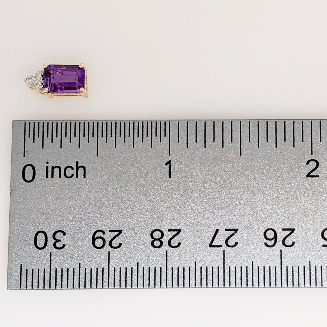 14K AMETHYST EMERALD CUT 5X7 WITH MELEE ESTATE EARRINGS 1.9 GRAMS