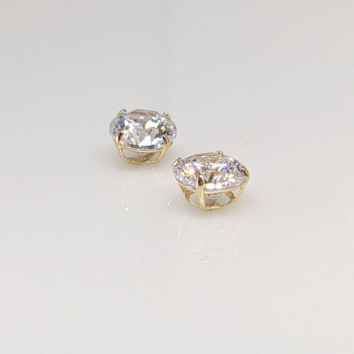 14K CUBIC ZIRCONIA 6.5MM ROUND ESTATE STUD EARRINGS 1.8 GRAMS