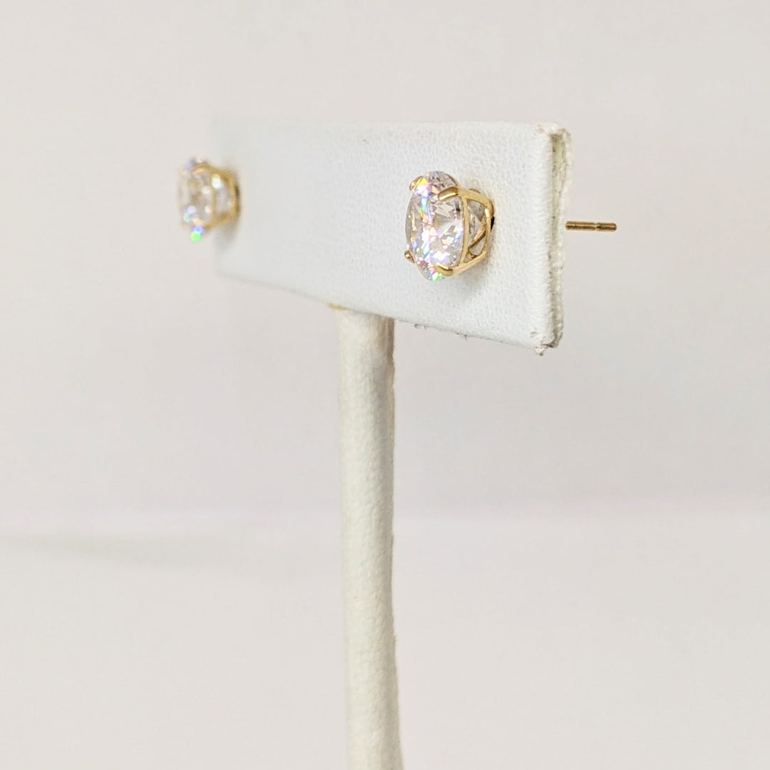 14K CUBIC ZIRCONIA 6.5MM ROUND ESTATE STUD EARRINGS 1.8 GRAMS