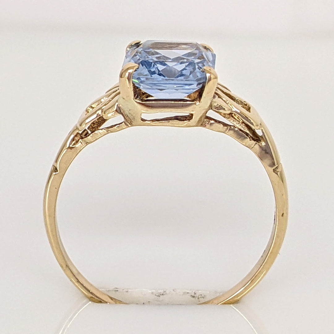 10K BLUE TOPAZ EMERALD CUT 6.5X8 ESTATE RING 1.5 GRAMS