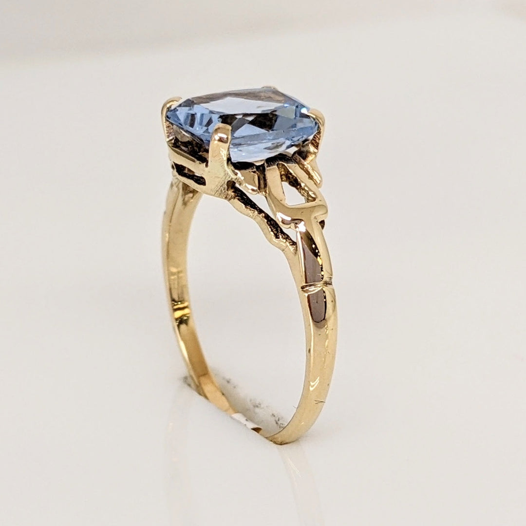 10K BLUE TOPAZ EMERALD CUT 6.5X8 ESTATE RING 1.5 GRAMS
