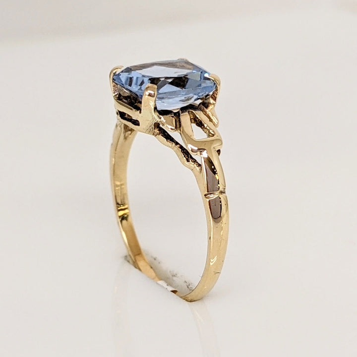 10K BLUE TOPAZ EMERALD CUT 6.5X8 ESTATE RING 1.5 GRAMS