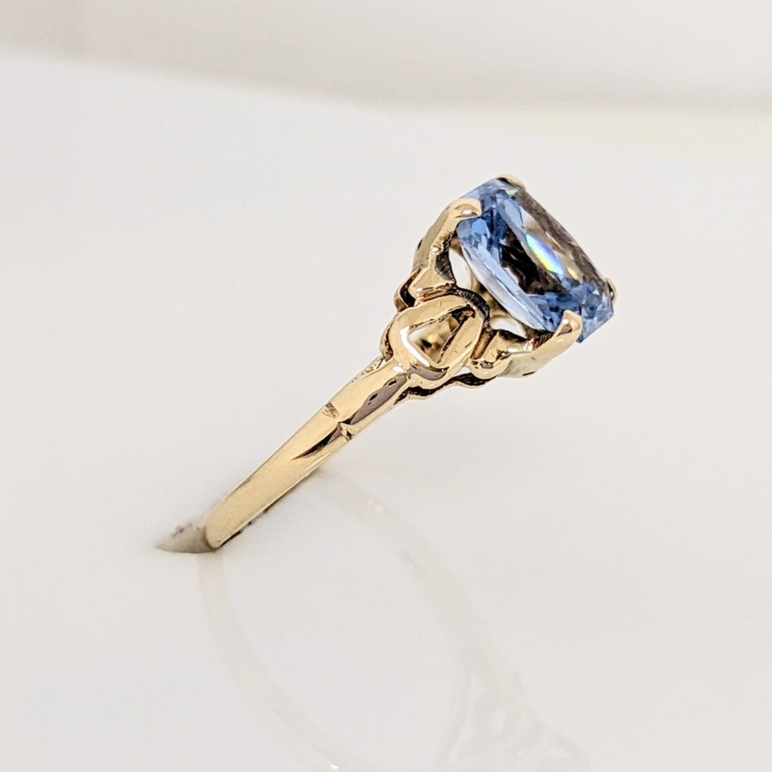 10K BLUE TOPAZ EMERALD CUT 6.5X8 ESTATE RING 1.5 GRAMS