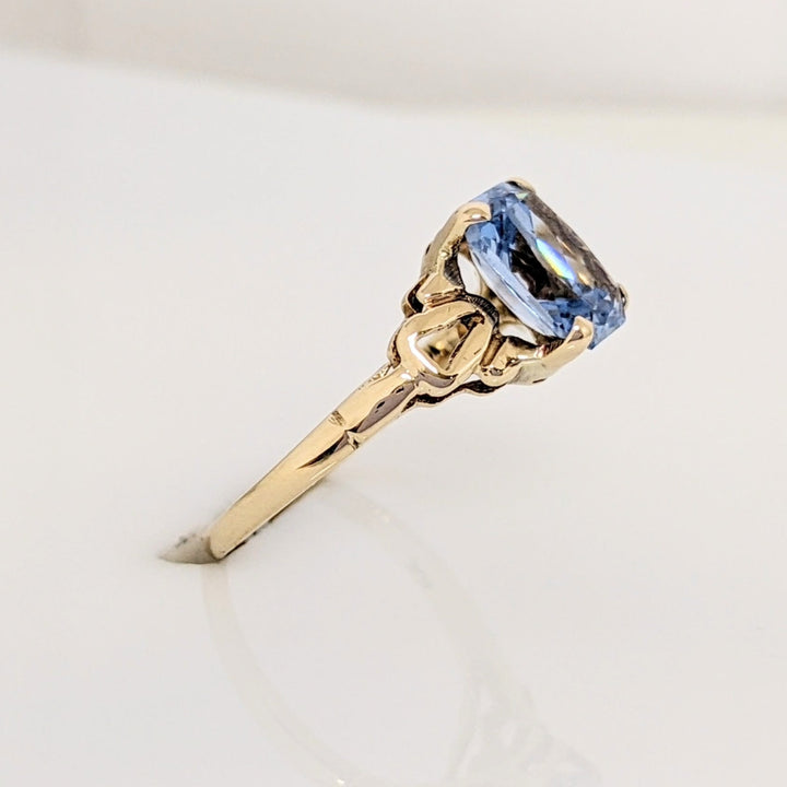 10K BLUE TOPAZ EMERALD CUT 6.5X8 ESTATE RING 1.5 GRAMS