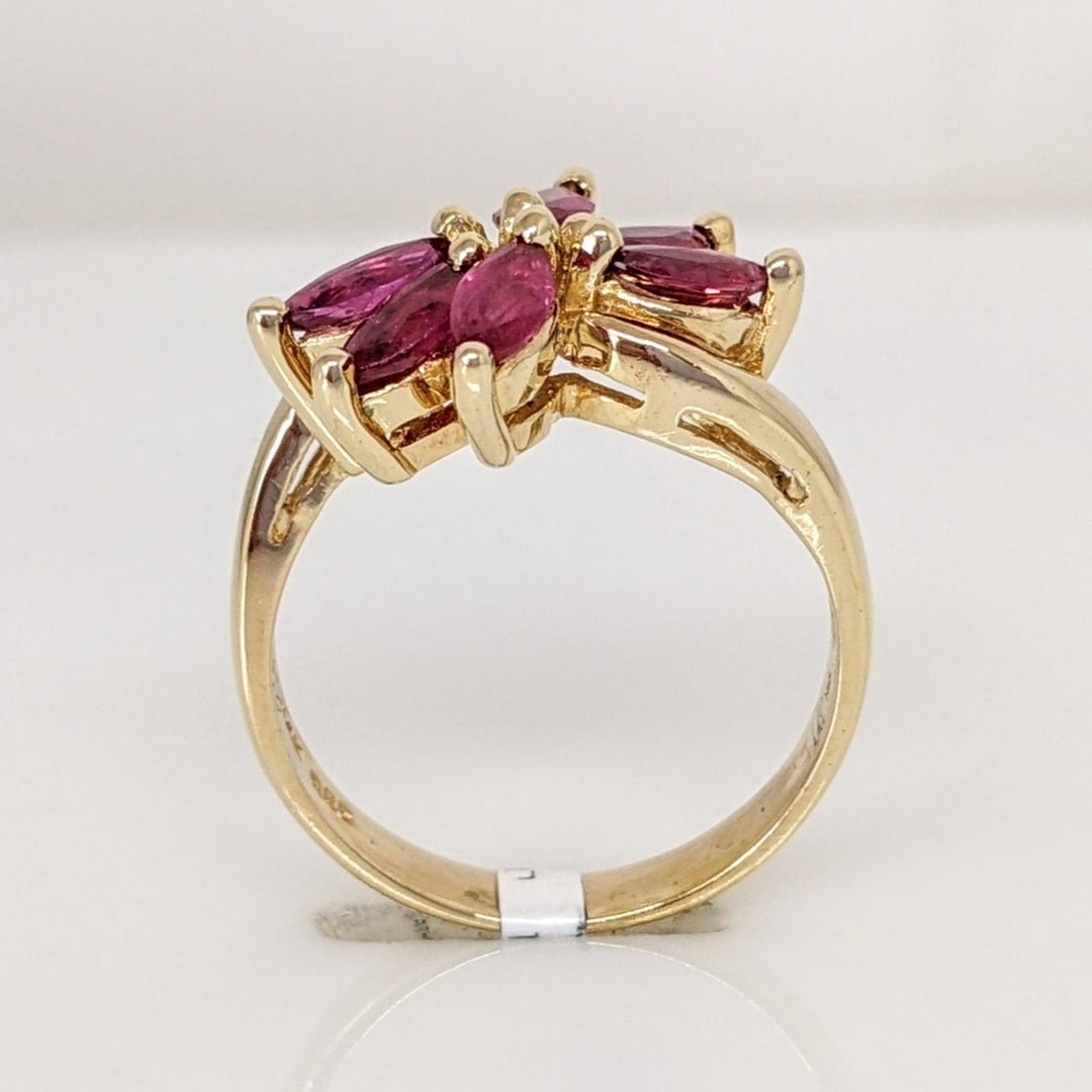 14K RUBY MARQUISE (6) 2.5X5 ESTATE RING 3.1 GRAMS