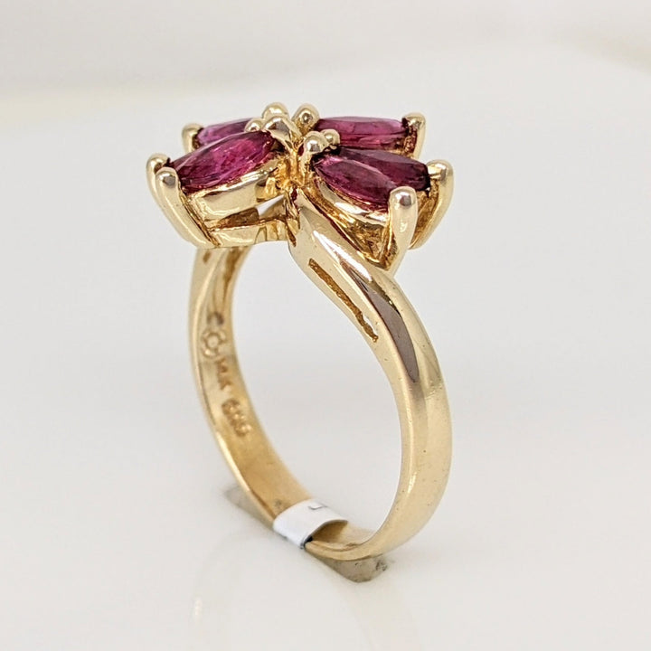 14K RUBY MARQUISE (6) 2.5X5 ESTATE RING 3.1 GRAMS