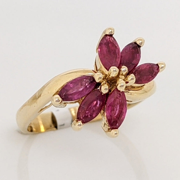 14K RUBY MARQUISE (6) 2.5X5 ESTATE RING 3.1 GRAMS