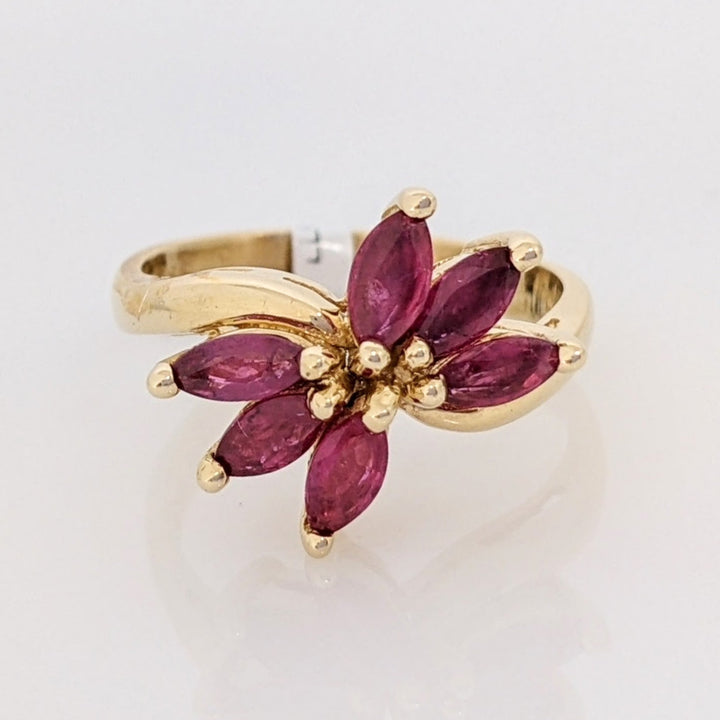 14K RUBY MARQUISE (6) 2.5X5 ESTATE RING 3.1 GRAMS