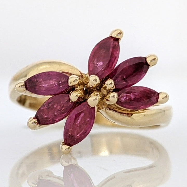 14K RUBY MARQUISE (6) 2.5X5 ESTATE RING 3.1 GRAMS