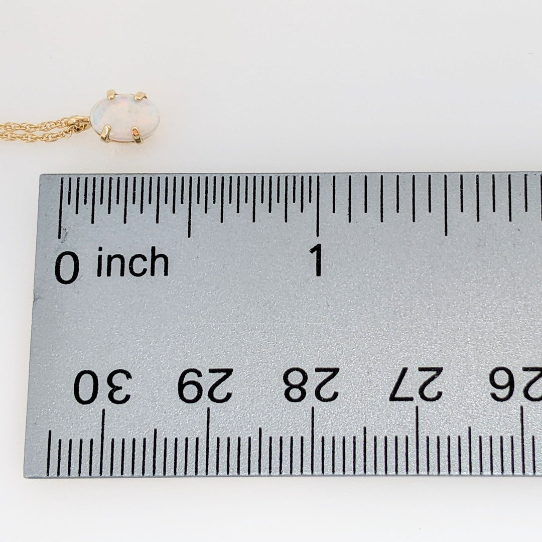 14K OPAL OVAL 5X7 ESTATE PENDANT & CHAIN 1.3 GRAMS