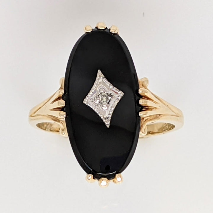 10K ONYX OVAL 8X17 WITH MELEE ESTATE RING 3.0 GRAMS
