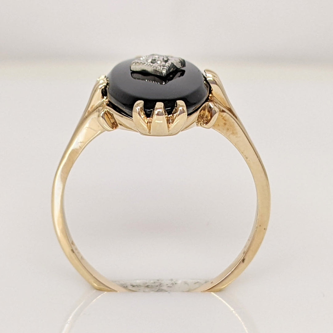 10K ONYX OVAL 8X17 WITH MELEE ESTATE RING 3.0 GRAMS