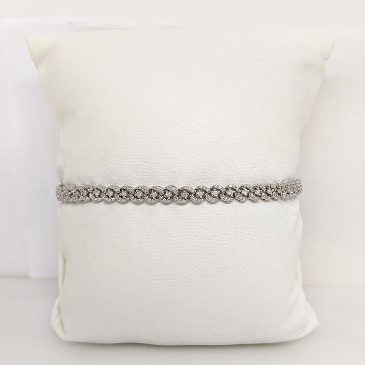 10K WHITE 2.00 CARAT TOTAL WEIGHT I1 I DIAMOND ROUND (343) ESTATE LINK BRACELET 7.1 GRAMS