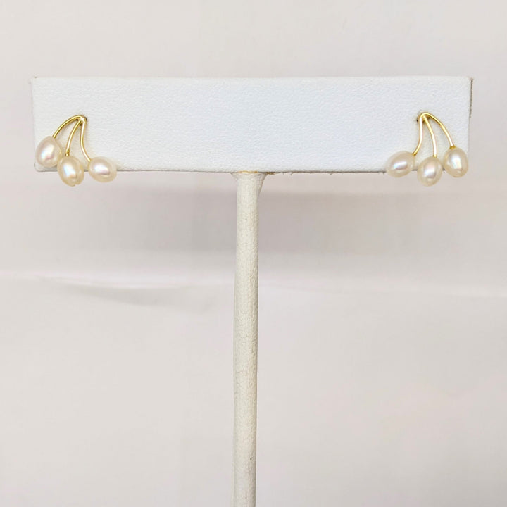 14K RICE PEARL (6) THREE-LINE ESTATE EARRINGS 0.8 GRAMS