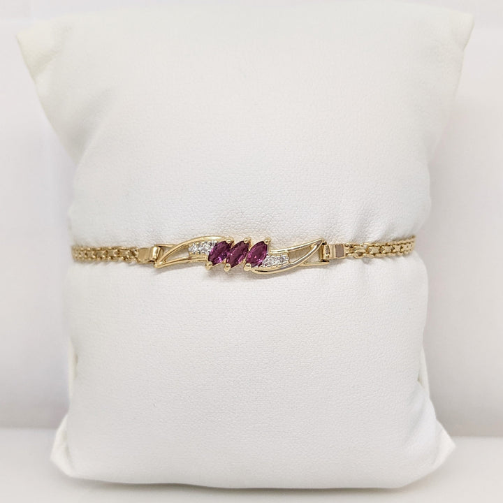 14K RUBY MARQUISE (3) 2.5X5 WITH MELEE ESTATE BRACELET 4.5 GRAMS