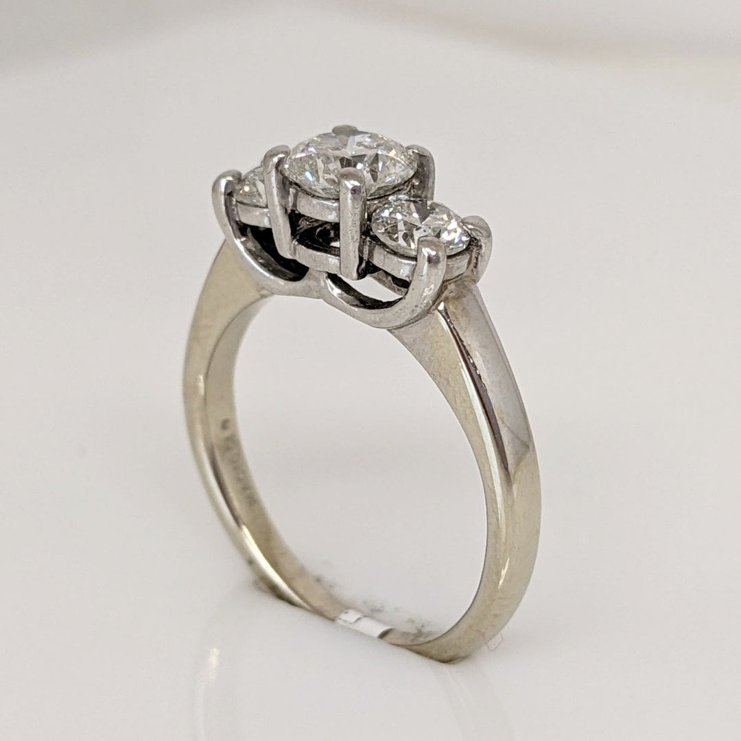 14K WHITE .94 CARAT TOTAL WEIGHT I1 G DIAMOND ROUND (3) TRINITY ESTATE RING 3.6 GRAMS