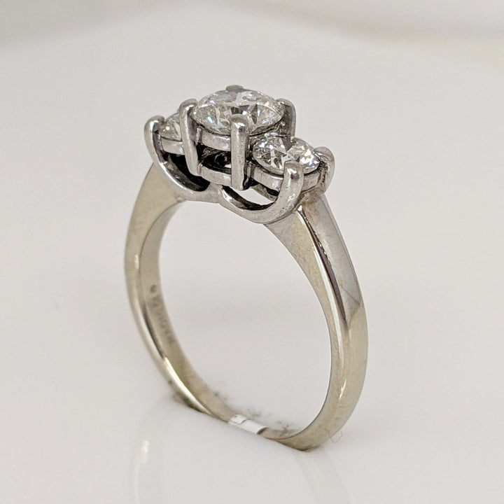 14K WHITE .94 CARAT TOTAL WEIGHT I1 G DIAMOND ROUND (3) TRINITY ESTATE RING 3.6 GRAMS