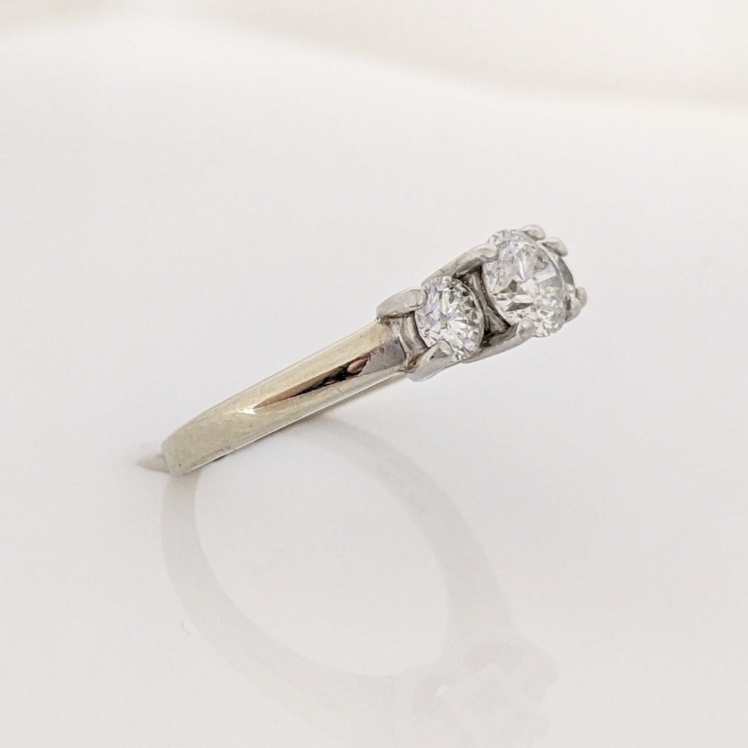 14K WHITE .94 CARAT TOTAL WEIGHT I1 G DIAMOND ROUND (3) TRINITY ESTATE RING 3.6 GRAMS