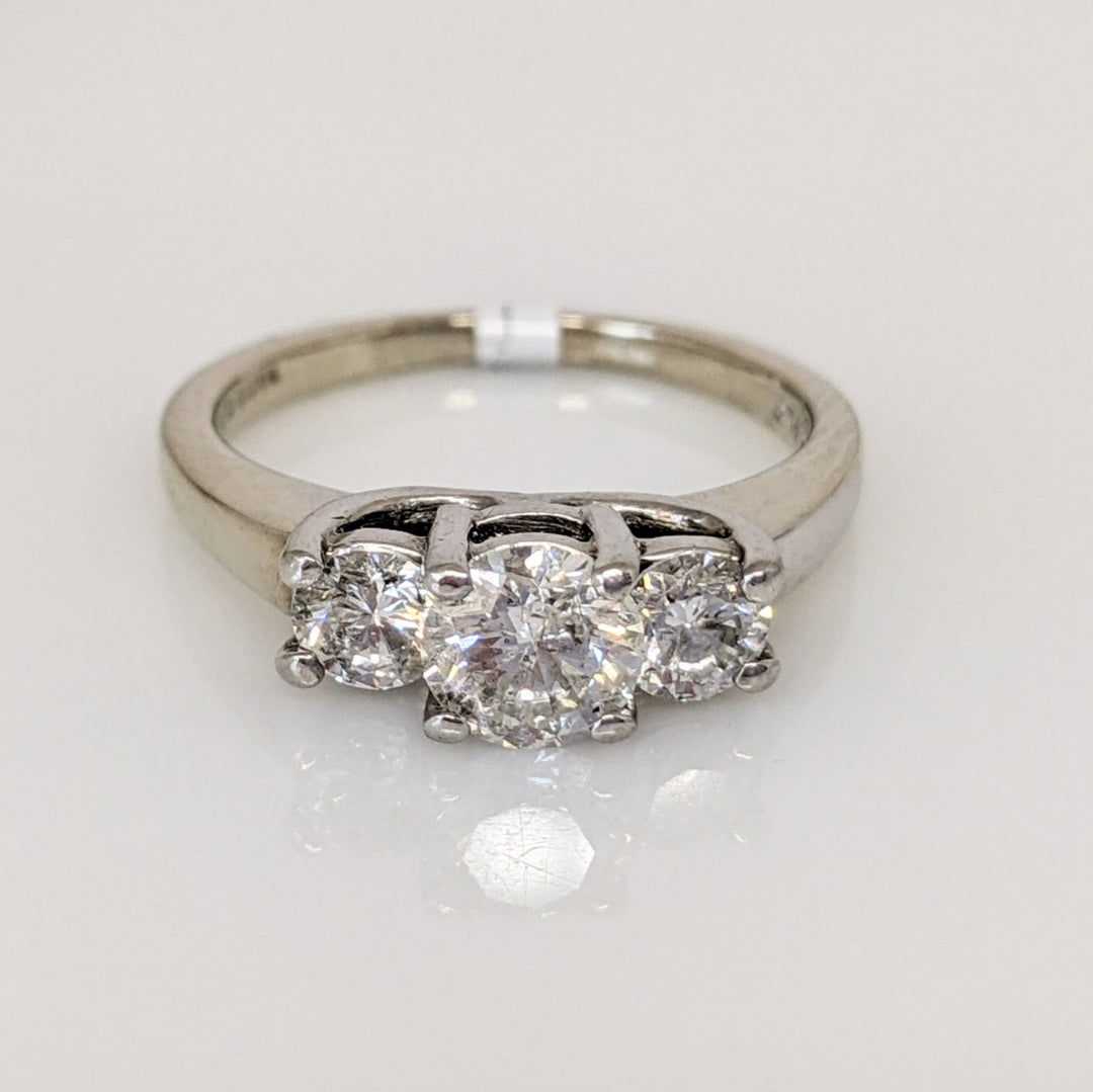 14K WHITE .94 CARAT TOTAL WEIGHT I1 G DIAMOND ROUND (3) TRINITY ESTATE RING 3.6 GRAMS