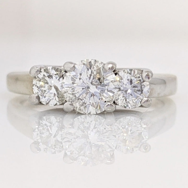 14K WHITE .94 CARAT TOTAL WEIGHT I1 G DIAMOND ROUND (3) TRINITY ESTATE RING 3.6 GRAMS