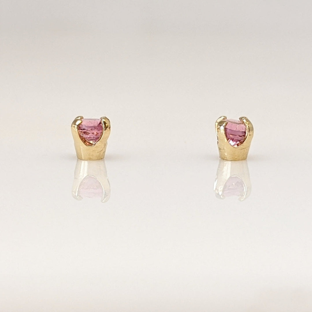 14K PINK TOURMALINE ROUND 3MM ESTATE STUD EARRINGS 0.5 GRAMS