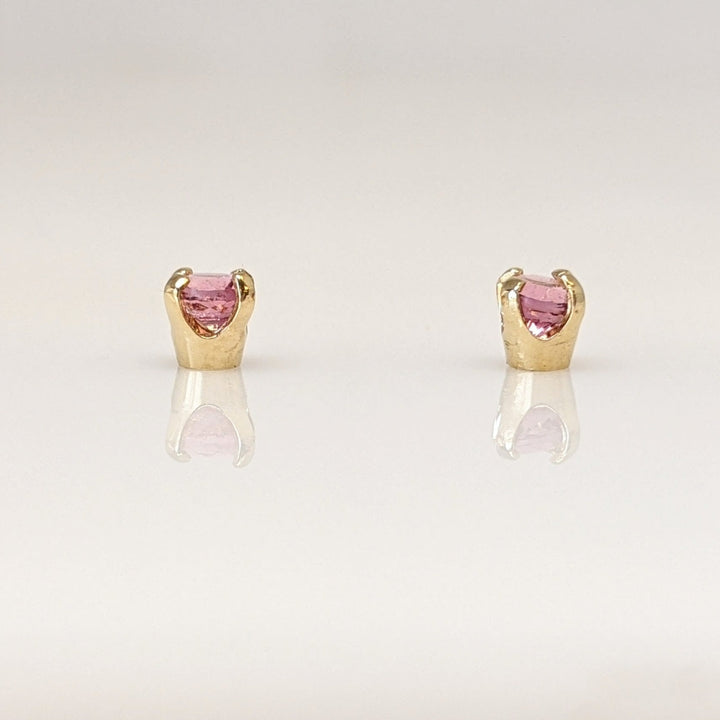 14K PINK TOURMALINE ROUND 3MM ESTATE STUD EARRINGS 0.5 GRAMS
