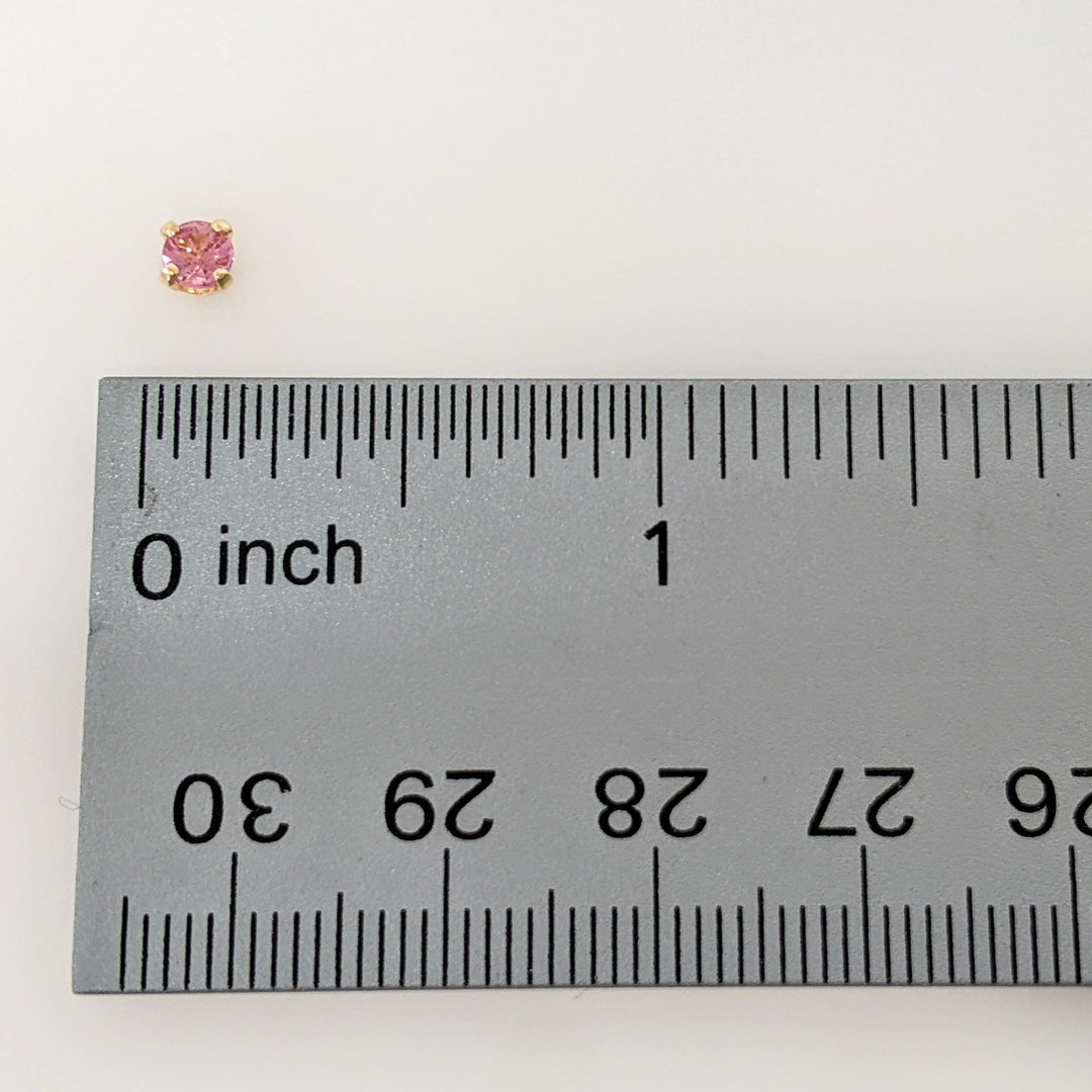 14K PINK TOURMALINE ROUND 3MM ESTATE STUD EARRINGS 0.5 GRAMS