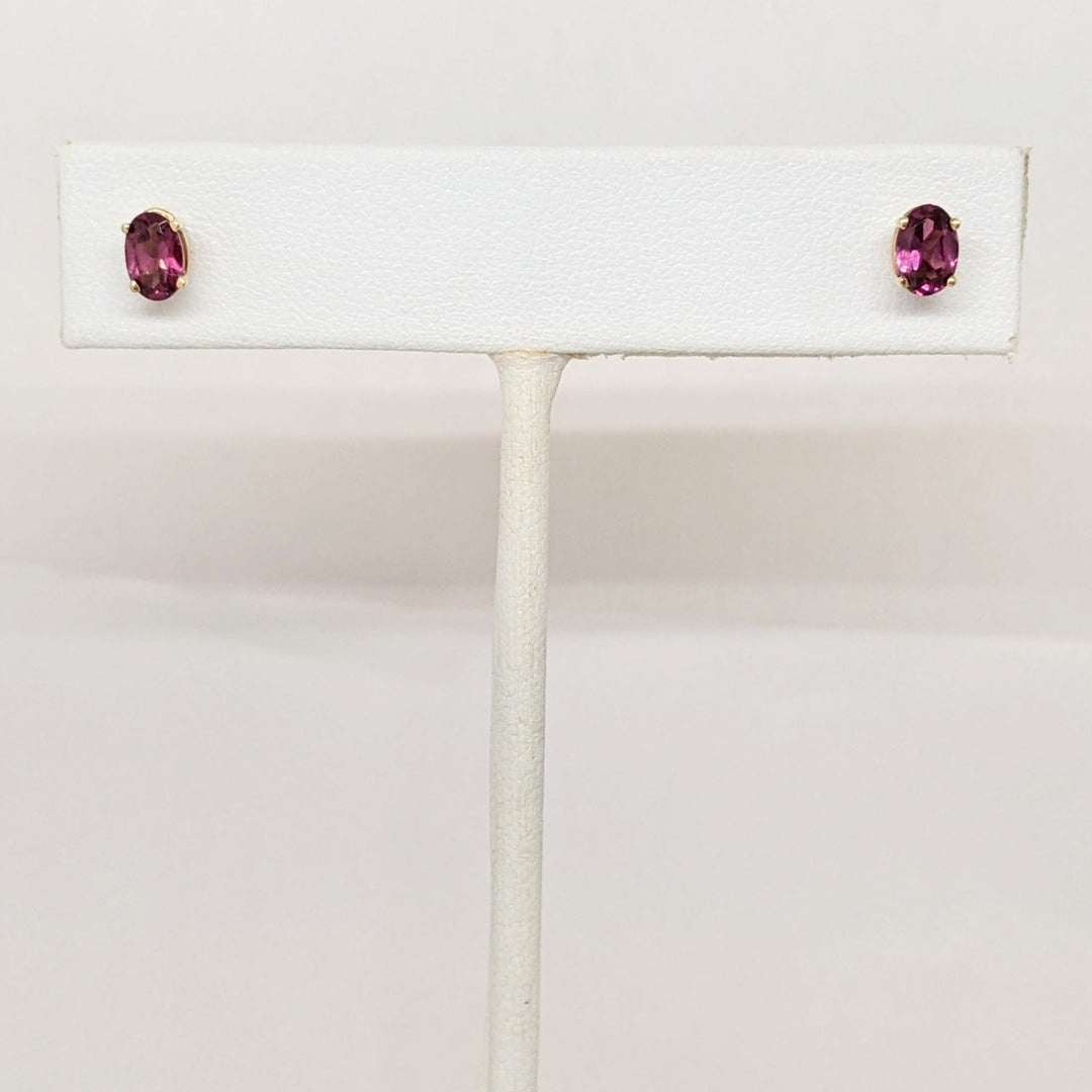 14K PINK TOURMALINE OVAL 4X6 ESTATE STUD EARRINGS 0.6 GRAMS