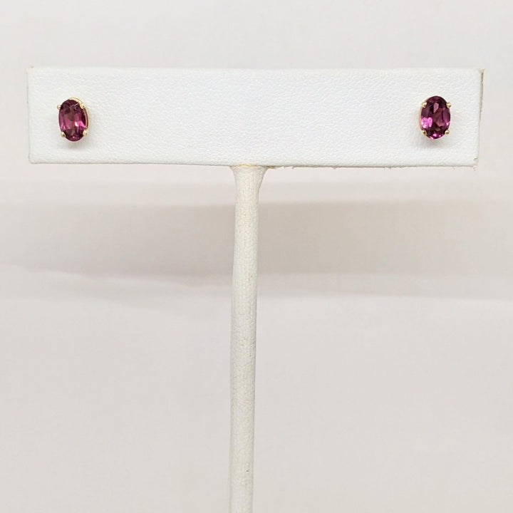 14K PINK TOURMALINE OVAL 4X6 ESTATE STUD EARRINGS 0.6 GRAMS