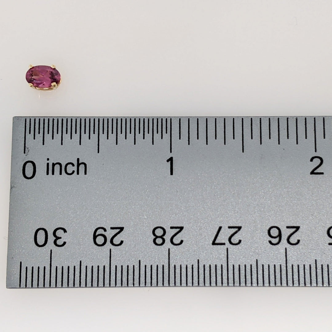 14K PINK TOURMALINE OVAL 4X6 ESTATE STUD EARRINGS 0.6 GRAMS