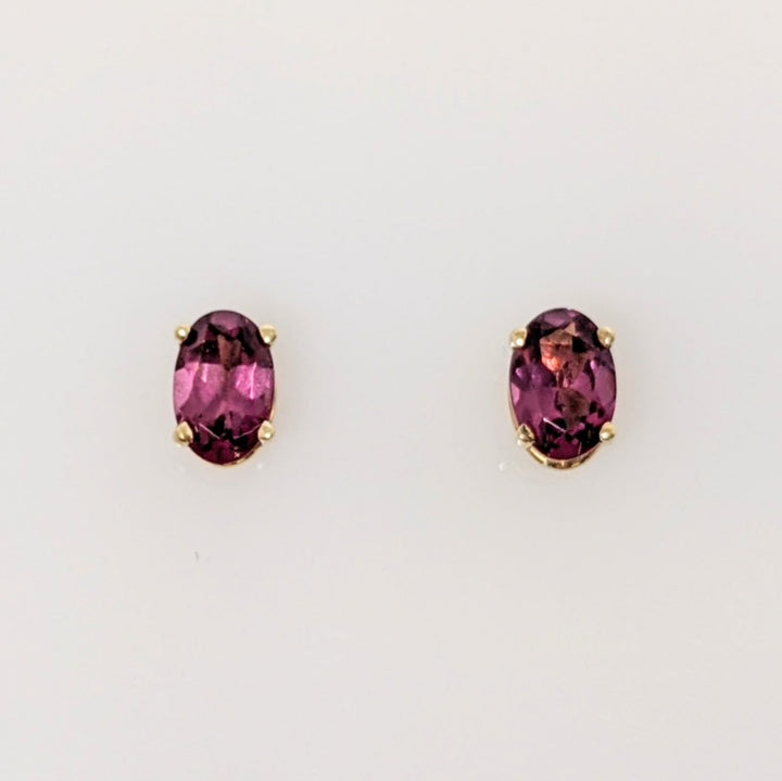 14K PINK TOURMALINE OVAL 4X6 ESTATE STUD EARRINGS 0.6 GRAMS
