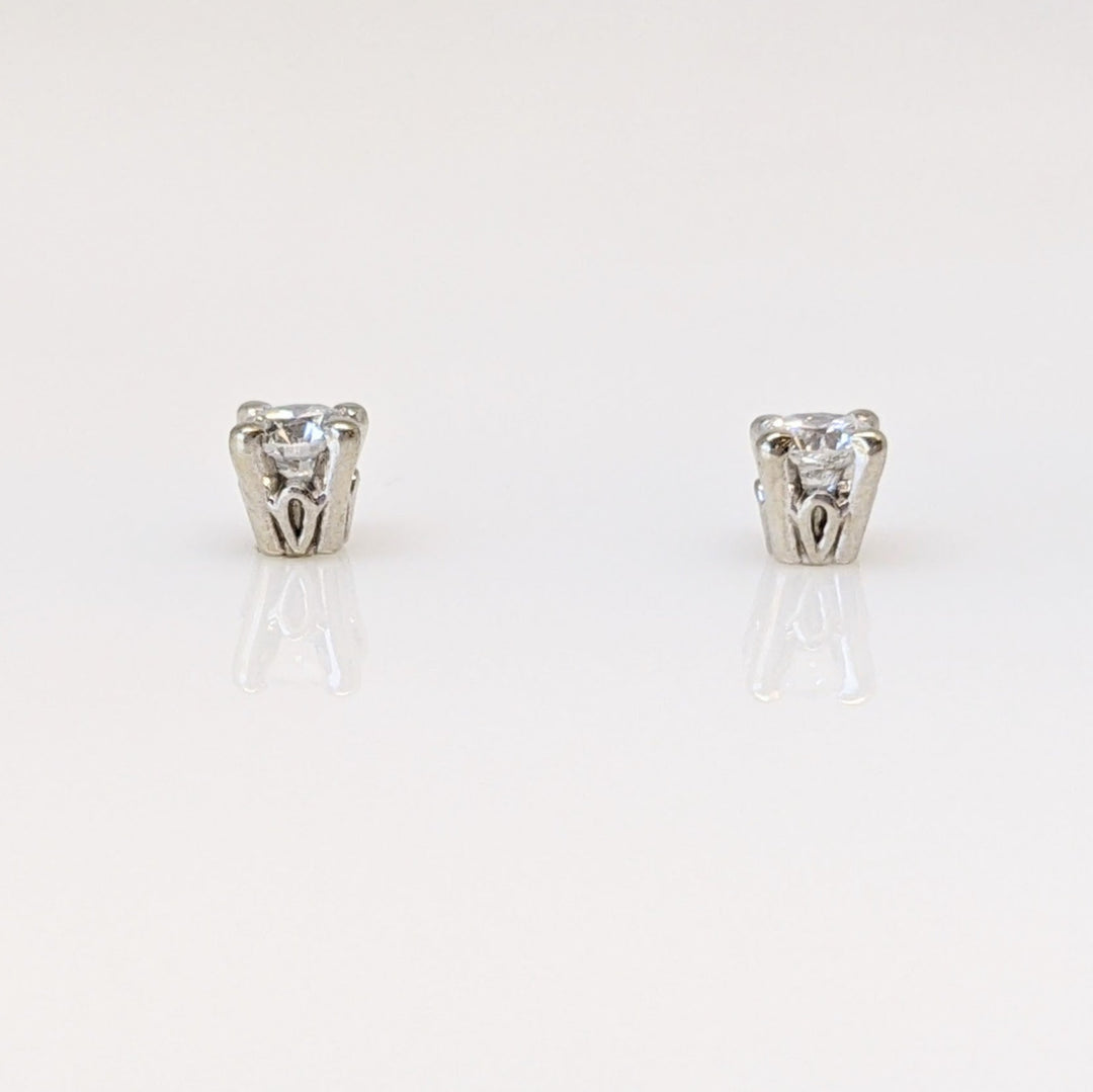 14K WHITE .25 CARAT TOTAL WEIGHT SI2 H DIAMOND ROUND (2) ESTATE STUD EARRINGS 0.8 GRAMS