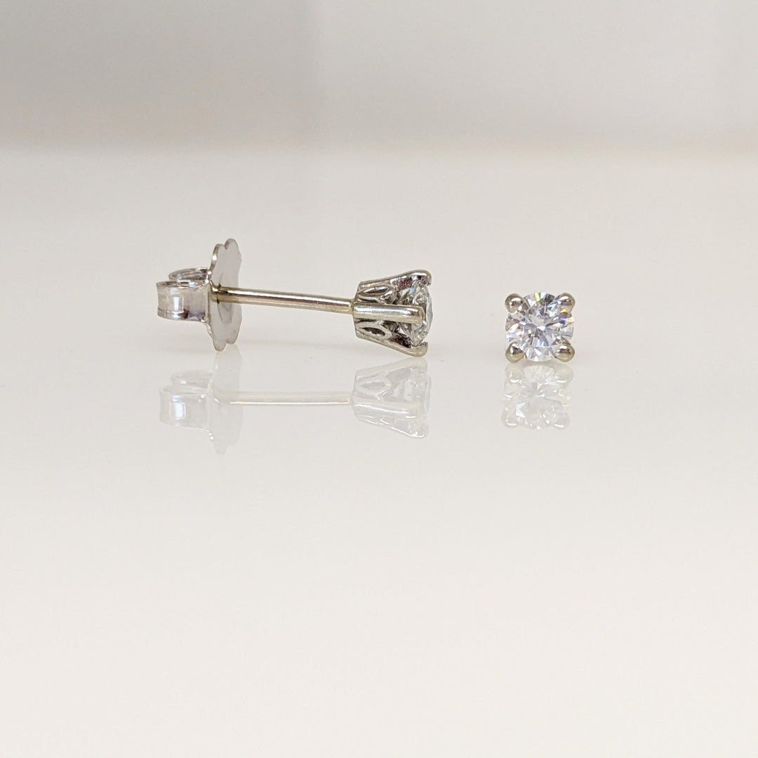 14K WHITE .25 CARAT TOTAL WEIGHT SI2 H DIAMOND ROUND (2) ESTATE STUD EARRINGS 0.8 GRAMS