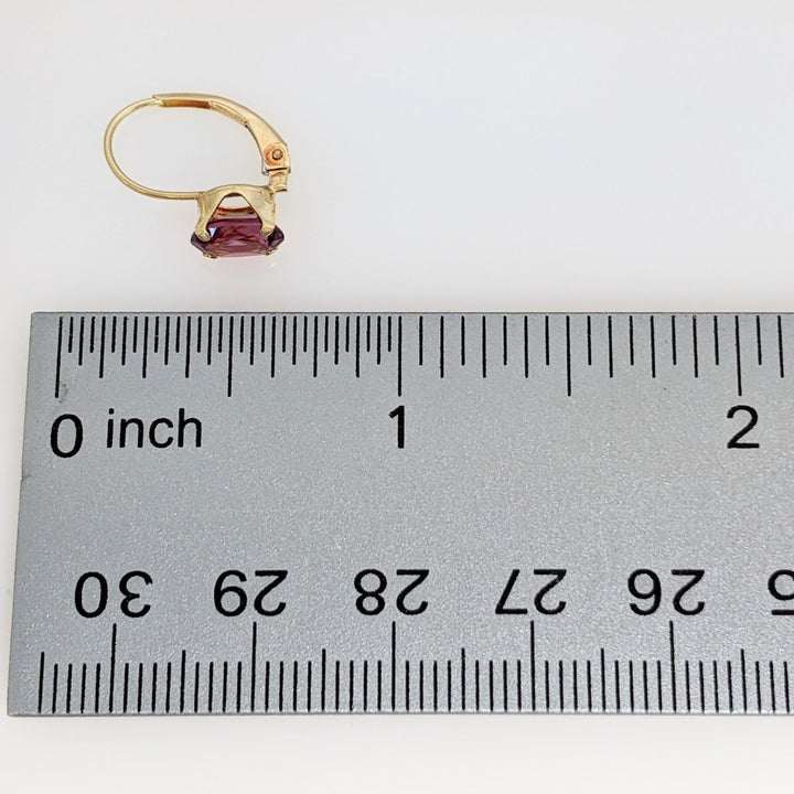 14K RHODOLITE GARNET OVAL 5X7 LEVERBACK ESTATE EARRINGS 1.2 GRAMS