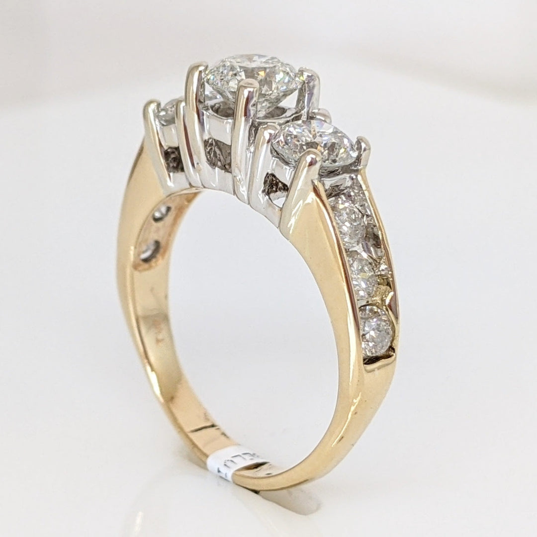 14K 1.87 CARAT TOTAL WEIGHT I2 H DIAMOND ROUND (9) ESTATE TRINITY RING 4.8 GRAMS